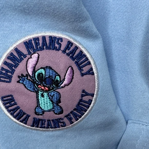 Disney Light Blue Stitch Hoodie with Patches Medium NWT - Picture 12 of 13